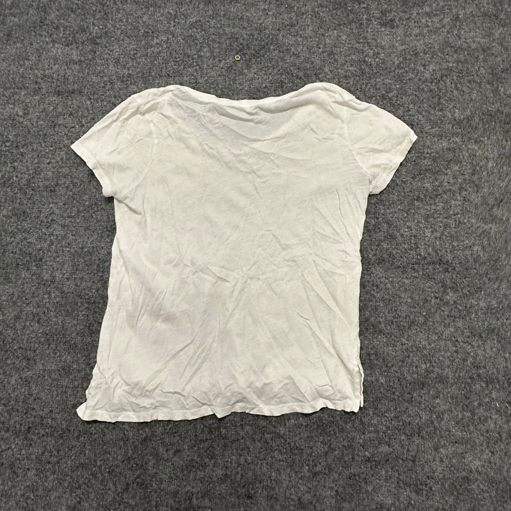 Polo Ralph Lauren T-Shirt Womens Size M White Slub Jersey Scoop Neck Peru Slit